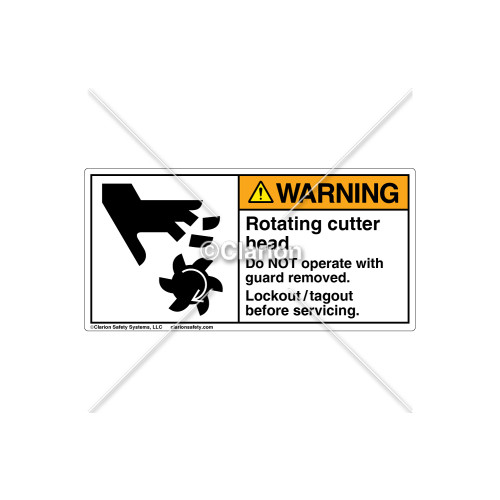Warning/Rotating Cutter Head Label (1007-L7WHPJ Wht)