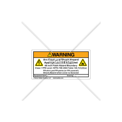 Warning/Arc Flash Label (9011-01WH2K)