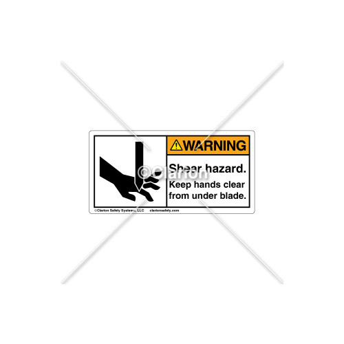 Warning/Shear hazard Label (1001-CVWHPK Wht)
