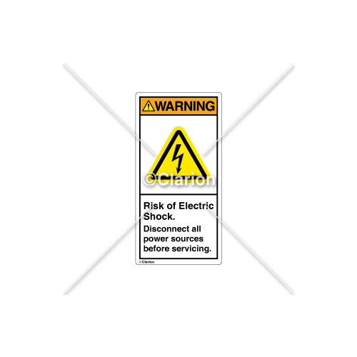 Warning/Risk of Electric Shock Label (H6010-448WVPK)