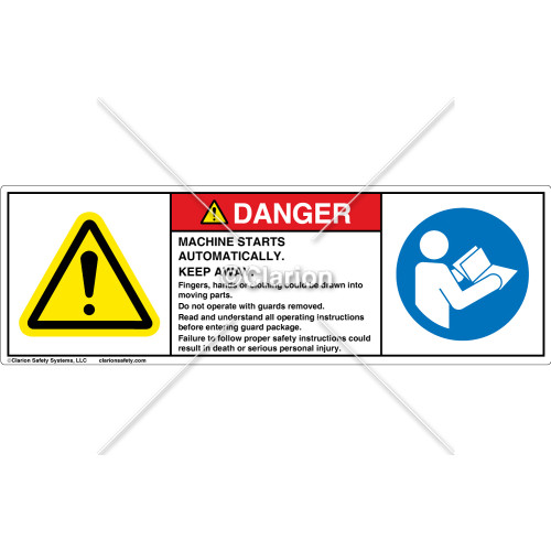 Danger/Machine Starts Automatically Label (C208-14)
