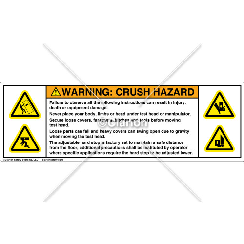 Warning/Crush Hazard Label (8440-11WHPS)