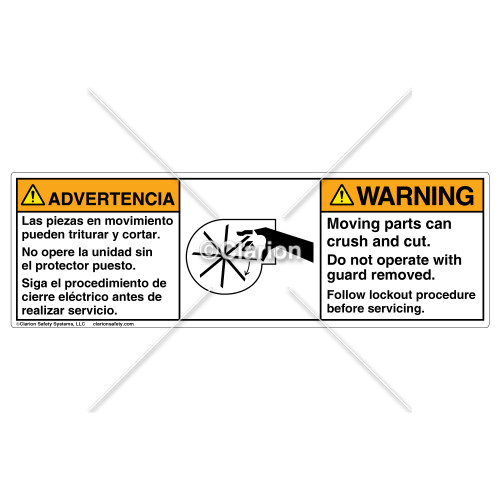 Warning/Moving Parts Label (BS1027-02WHPS Wht)