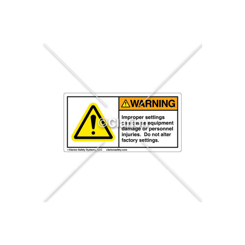 Warning/Improper Settings Label (H6014-384WHPL)