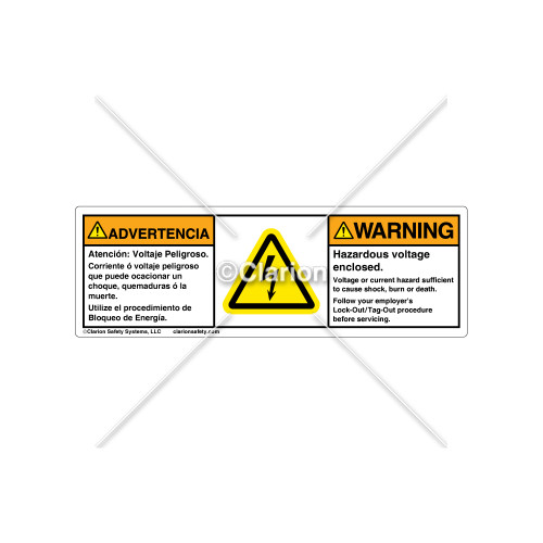 Warning/Hazardous Voltage Label (BSM-H6010-FA8WHPT)