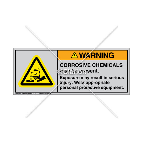 Warning/Corrosive Chemicals Label (H6023-NKWHTG)