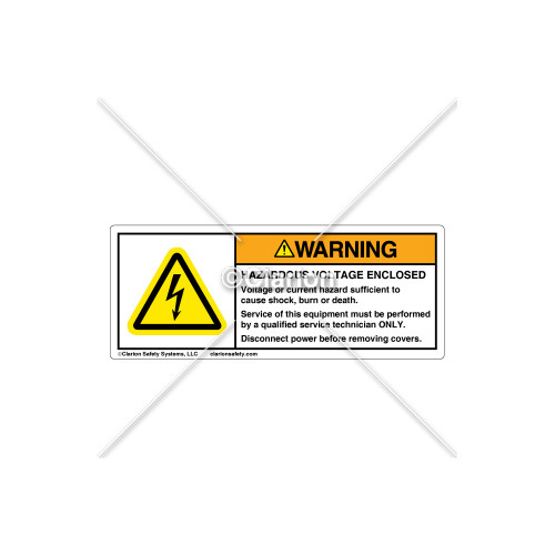 Warning/Hazardous Voltage Enclosed Label (C7476-05)