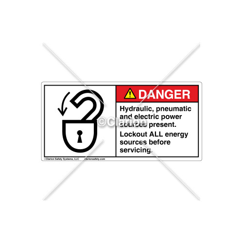 Danger/Hydraulic Pneumatic Label (6013-T8DHPJ Wht)