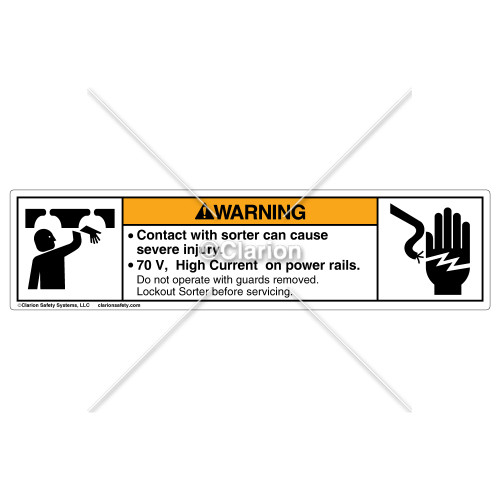 Warning/Contact with Sorter Label (8195-03WHP-W6)