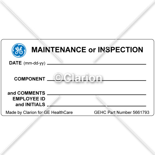 GE Equipment Maintenance Label (5661793)
