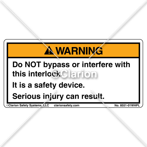 Warning/Do Not Bypass (8551-01WHPL)
