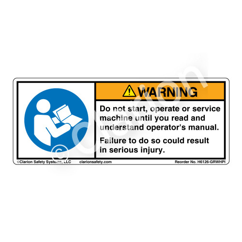Warning/Do Not Start (H6126-GRWHPI)