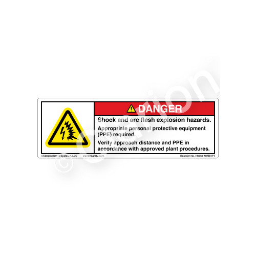 Danger/Shock And Arc Flash Safety Label (H6643-K07DHPT)