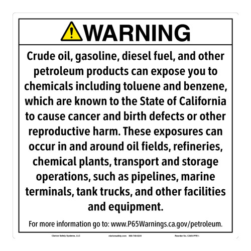 CA Prop 65 Petroleum Products Exposure Sign (CA65-PPE1-)