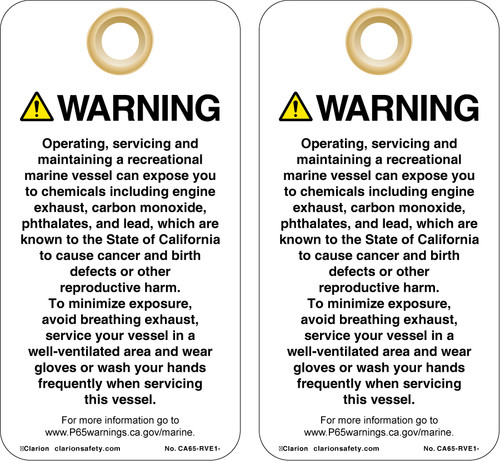 CA Prop 65 Recreational Vessel Exposure Sign (CA65-RVE1-)