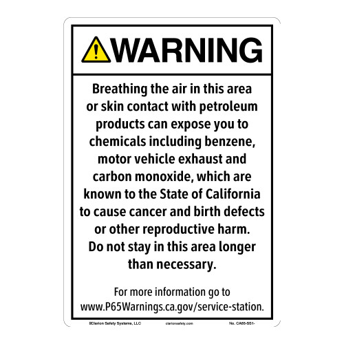 CA Prop 65 Service Station Exposure Sign (CA65-SS1-)