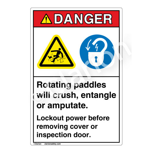 Danger Rotating Paddles Label (EMC 10)