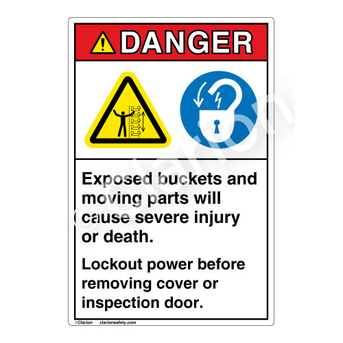 Danger Exposed Buckets Label (EMC 22)