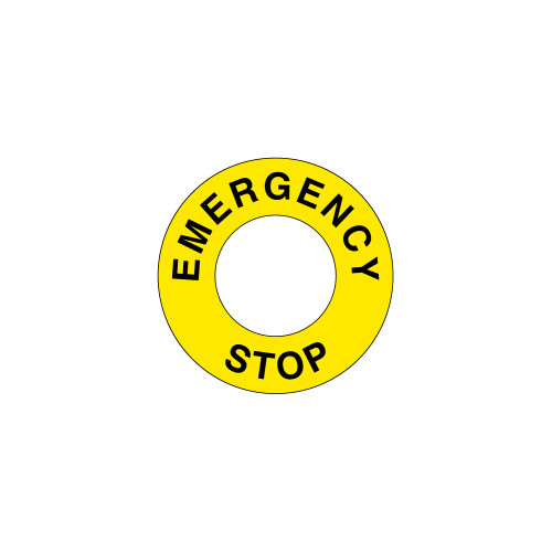 Emergency Stop (60mm Circle w/30.6mm Hole) Label (ES60-30.6)
