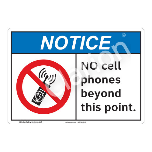Notice No Cell Phones Sign (F1103-)