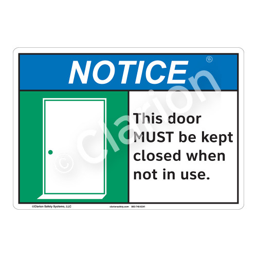 Notice Door Closed Sign (F1131-)