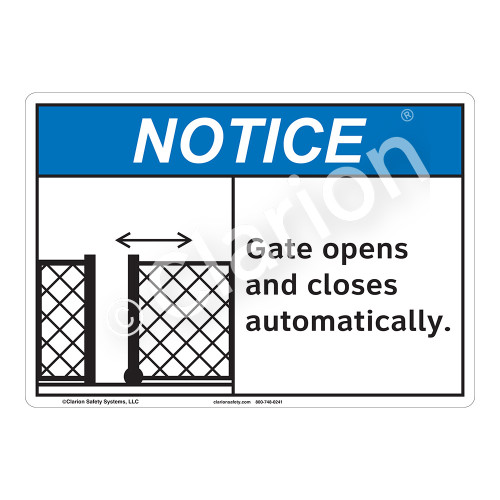 Notice Gate Opens Sign (F1132-)