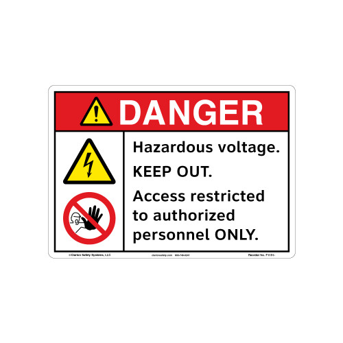 Danger Hazardous Voltage Sign (F1151-)