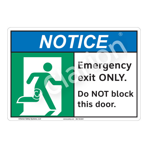 Notice/Emergency Exit Only Sign (F1246-)
