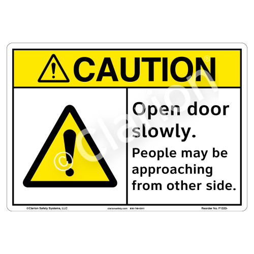 Caution/Open Door Slowly Sign (F1333-)