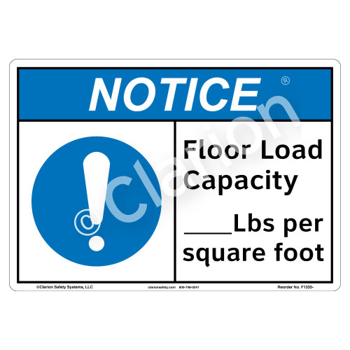 Notice/Floor Load Capacity Sign (F1335-)