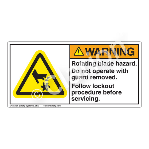 Warning/Rotating Blade Label (H1007-85WH)