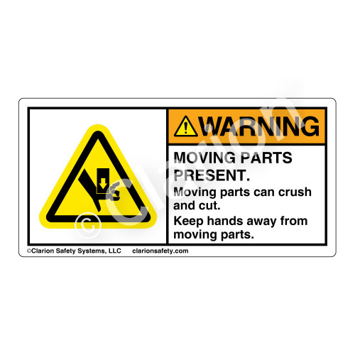 Warning/Moving Parts Present Label (H1017-PEWH)