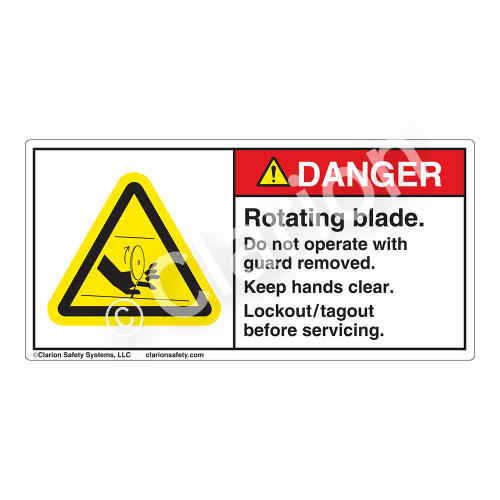 Danger/Rotating Blade Label (H1173-T1DH)