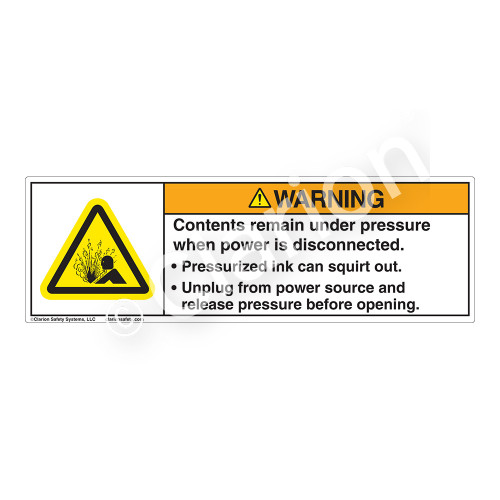 Warning/Pressurized Ink Label (H4005-207WH)