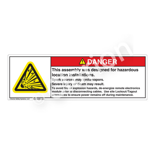 Danger/Designed For Hazard Loc Label (H6009-K49DH)