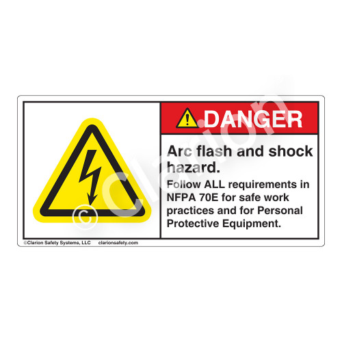 Danger/Arc Flash And Shock (H6643-262DH) Label