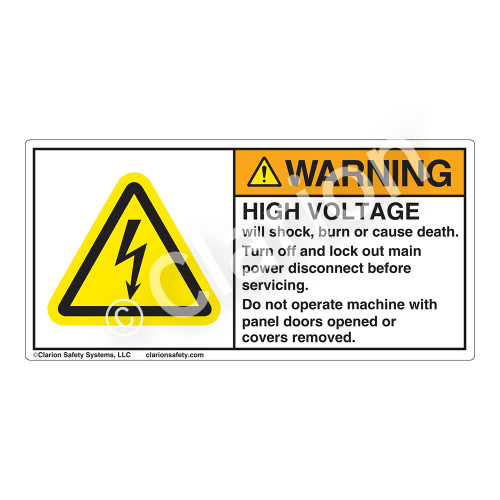 Warning/High Voltage Label (H6010-355WH)