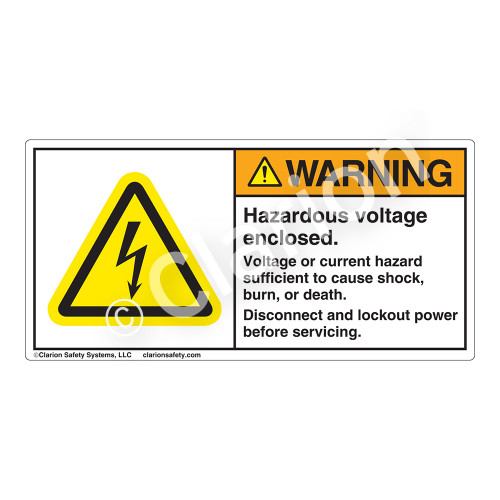 Warning/Hazardous Voltage Enclosed Label (H6010-429WH)