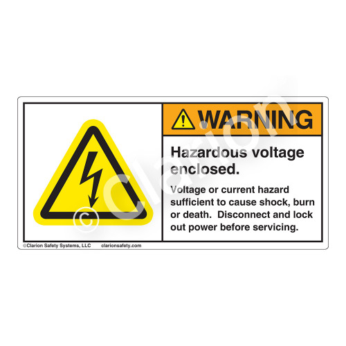 Warning/Hazardous Voltage Label (H6010-BGWH)