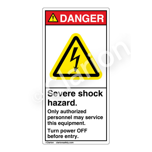 Danger/Severe Shock Hazard Label (H6010-KEDV)
