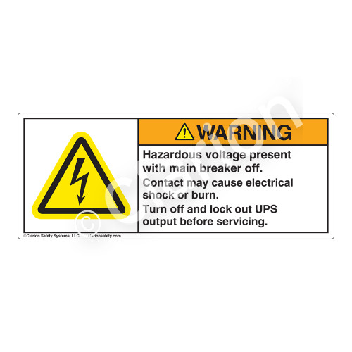 Warning/Hazardous Voltage Present Label (H6010-MVWH)