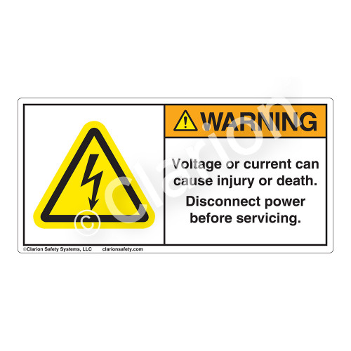 Warning/Voltage or Current Can Label (H6010-T31WH)