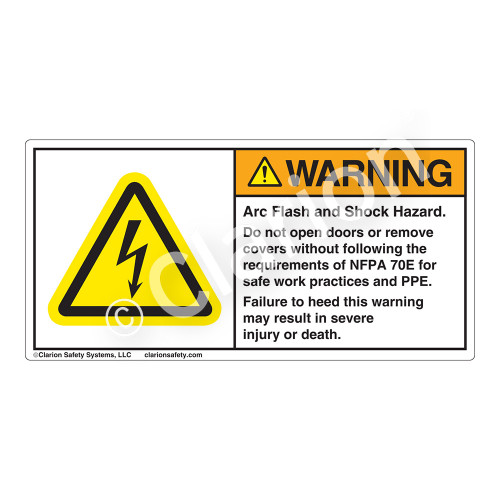 Warning/Arc Flash And Shock (H6643-T73WH) Label