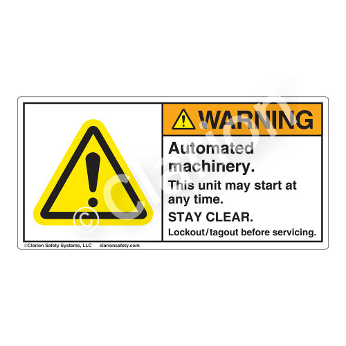 Warning/Automated Machinery Label (H6014-GCWH)