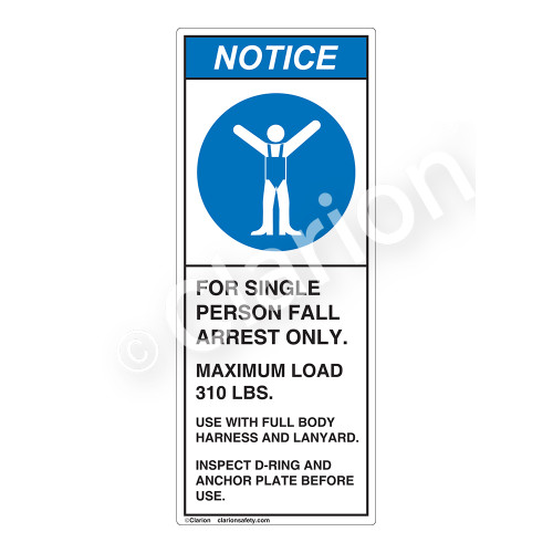 Notice/For Single Person Fall Label (H6112-G64NV)