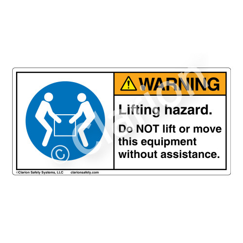 Warning/Lifting Hazard Label (H6147-VWWH)