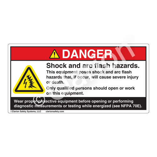 Danger/Shock & Arc Flash Label (H6643-1PDH)