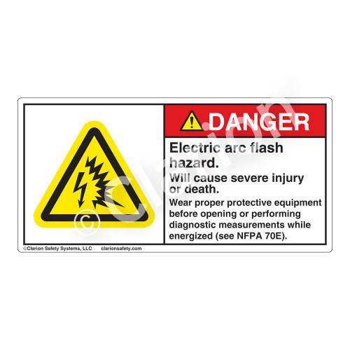 Danger/Electric Arc Flash Label (H6643-260DH)