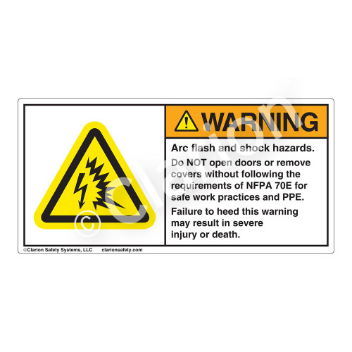 Warning/Arc Flash And Shock Label (H6643-T73WH)