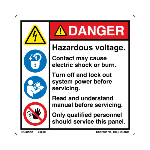 Danger/Hazardous Voltage Label (HMS-233DHP-)